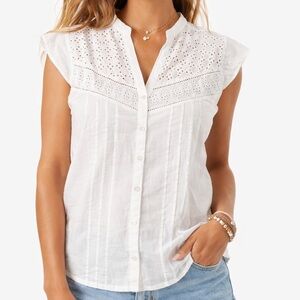 Jackpot White Eyelet Cotton Blouse Boho Cottagecore M